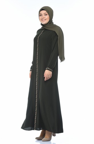 Khaki Hijab Dress 8377-03