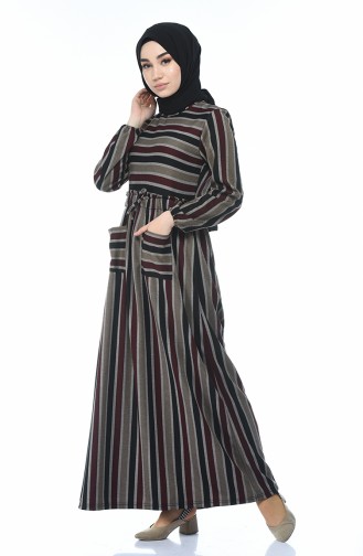 Claret Red Hijab Dress 1201-03