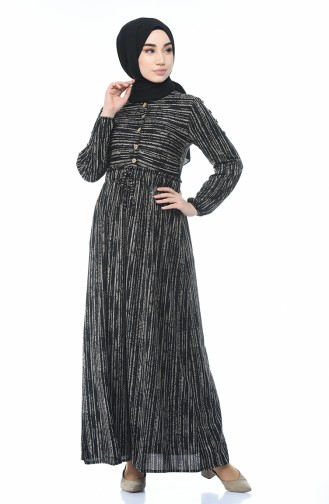 Geknöpftes Kleid 1205-01 Schwarz 1205-01