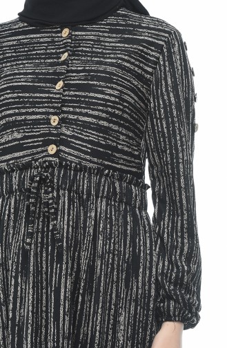 Düğmeli Elbise 1205-01 Siyah