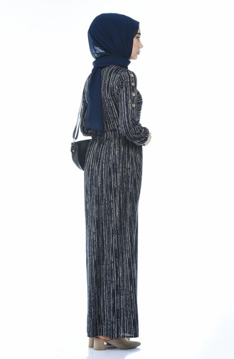 Navy Blue Hijab Dress 1205-02