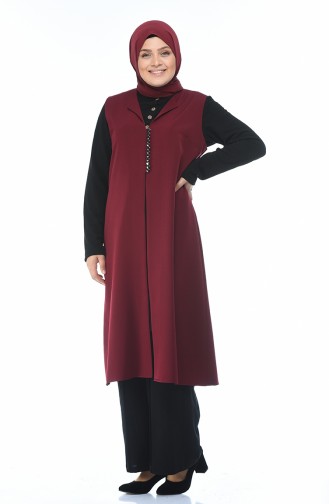 Gilet a Boutons Grande Taille 5220-06 Bordeaux 5220-06