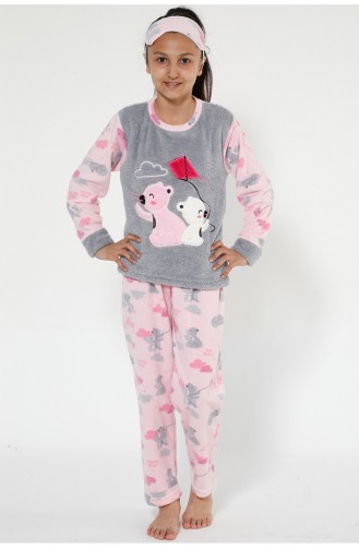Çocuk Welsoft Pijama Takımı 4522-01 Gri Pembe