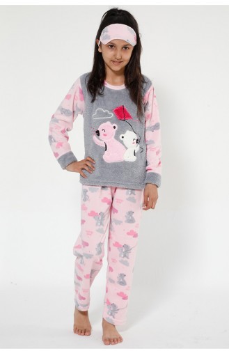 Çocuk Welsoft Pijama Takımı 4522-01 Gri Pembe