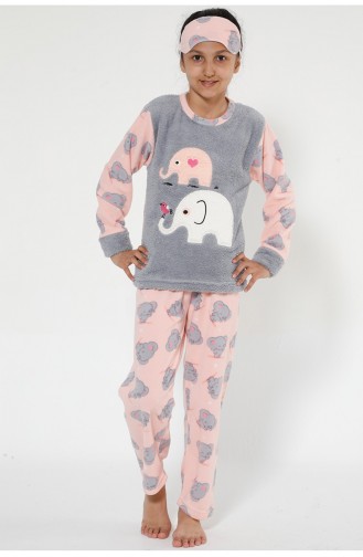 Çocuk Welsoft Pijama Takımı 4527-01 Gri Pembe