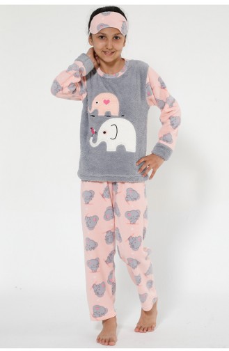 Çocuk Welsoft Pijama Takımı 4527-01 Gri Pembe