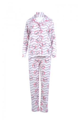 Ensemble Pyjama Pour Femme 8046 Ecru Rose 8046