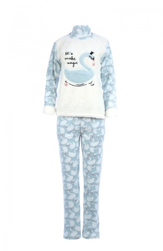 Damen Welsoft Pyjama Anzug 8057 Naturfarbe Wassergrün 8057