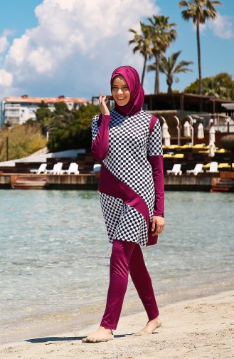 Maillot de Bain Hijab 1940-01 Noir Plum 1940-01