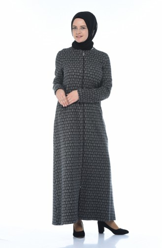 Winterliches Abaya mit Reissverschluss 99220-01 Grau 99220-01