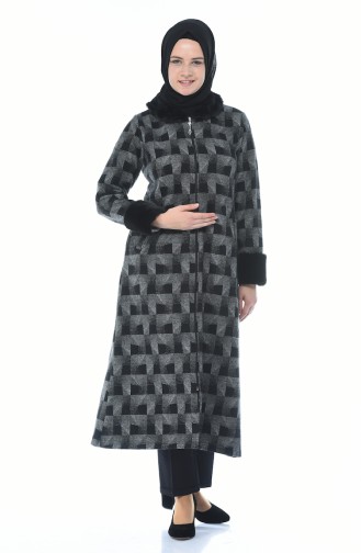 Cape mit Pelz und Reissverschluss 99217C-01 Grau Schwarz 99217C-01