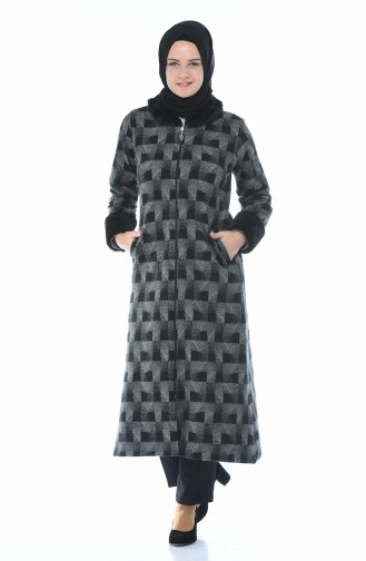 Cape mit Pelz und Reissverschluss 99217C-01 Grau Schwarz 99217C-01