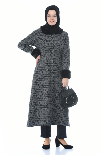 Winterliche Cape mit Pelz  99218-01 Grau 99218-01