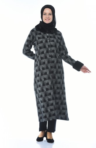 Winterliche Cape mit Pelz 99218C-01 Grau Schwarz 99218C-01