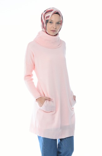 Pull Tricot Col Roulé 9027-01 Rose 9027-01