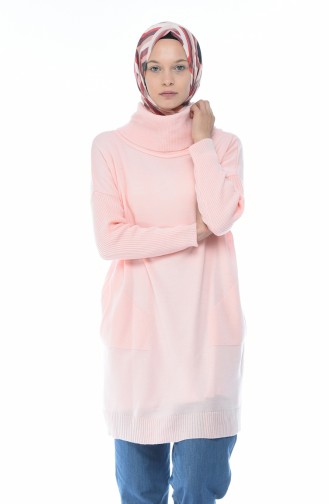 Pull Tricot Col Roulé 9027-01 Rose 9027-01