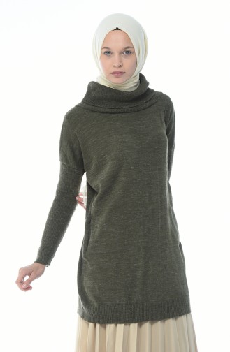 Khaki Tricot Turtleneck Sweater 9027-07
