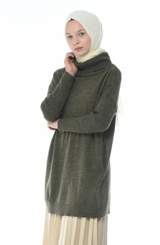 Khaki Tricot Turtleneck Sweater 9027-07
