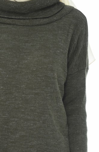 Khaki Tricot Turtleneck Sweater 9027-07