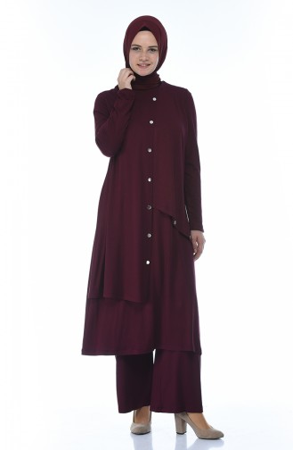 Asymmetric Tunic Trousers Double Suit 0151-04 Plum 0151-04