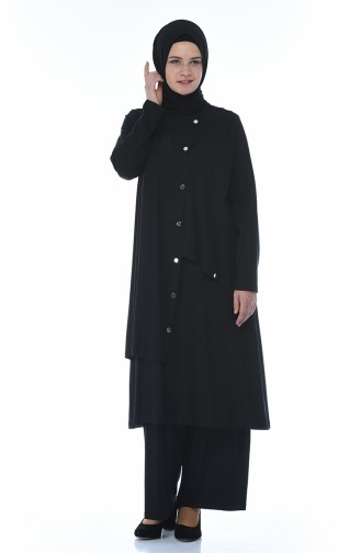 Asymmetric Tunic Trousers Double Suit 0151-05 Black 0151-05