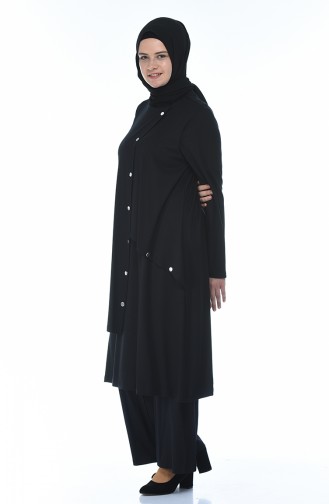 Asymmetric Tunic Trousers Double Suit 0151-05 Black 0151-05