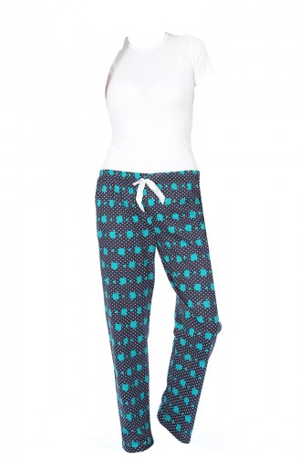 Bas de Pyjama Pour Femme 27129 Bleu Marine Vert 27129