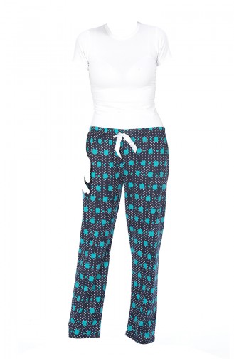 Bas de Pyjama Pour Femme 27129 Bleu Marine Vert 27129