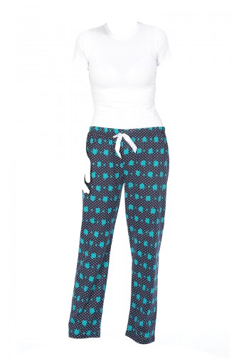 Damen Pyjamas  27129 Dunkelblau Grün 27129