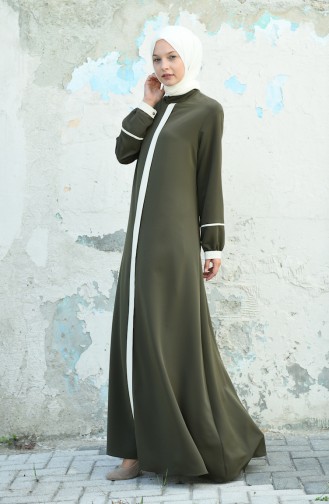 Wide dress Khaki Ecru 8015-01