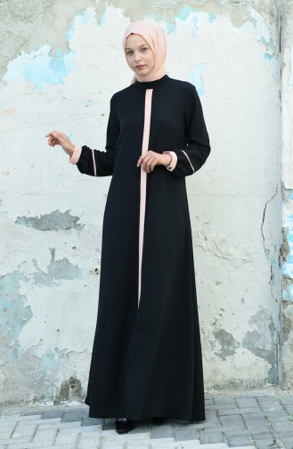 فستان عريض أسود وباودر 8015-05
