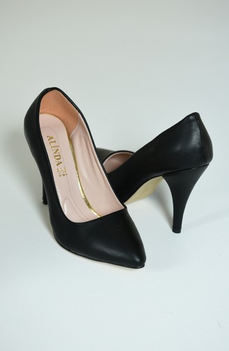 Bayan Topuklu Ayakkabı 1072-01 Siyah Deri