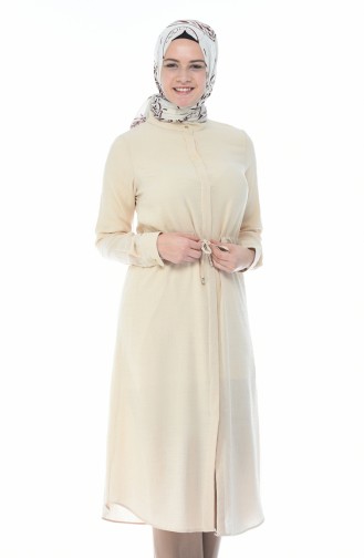 Geraffte Lange Tunika 1182-03 Beige 1182-03