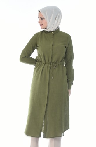 Longue Tunique Taille Froncée 1182-07 Khaki 1182-07