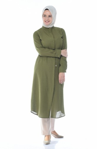 Longue Tunique Taille Froncée 1182-07 Khaki 1182-07