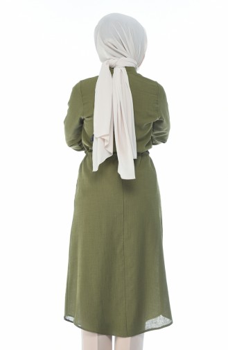 Longue Tunique Taille Froncée 1182-07 Khaki 1182-07