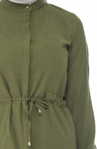 Longue Tunique Taille Froncée 1182-07 Khaki 1182-07