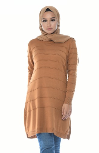 Strick Tunika mit Schlitz 2204-08 Caramel 2204-08