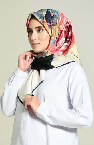 Aker S Rayon Scarf Cream Navy Blue 7488-769-921