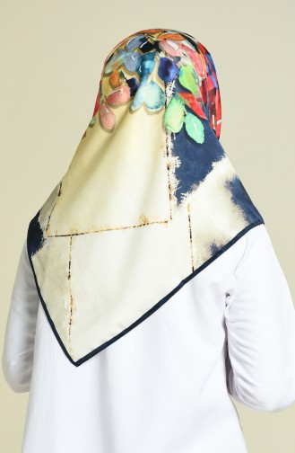 Aker S Rayon Scarf Cream Navy Blue 7488-769-921