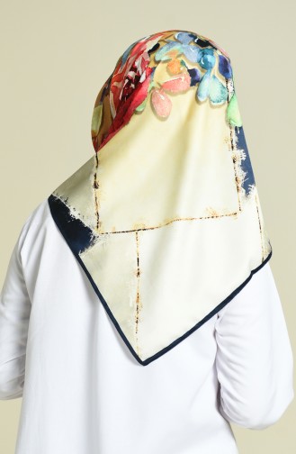 Aker S Rayon Scarf Cream Navy Blue 7488-769-921