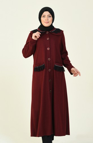 معطف طويل أحمر كلاريت 1538-03