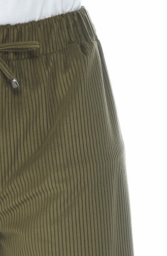 Fitilli Kadife Bol Paça Pantolon 0093-05 Yeşil