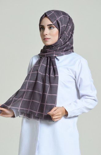 Elmina Patterned Shawl Dark Lilac Black 370-104