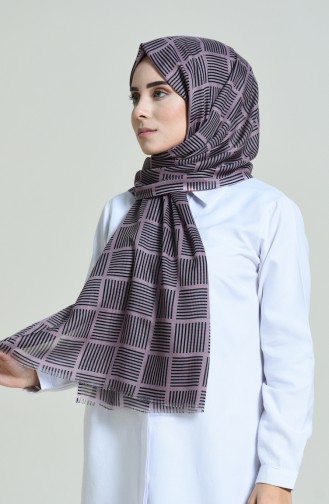 Elmina Patterned Shawl Dark Lilac Black 370-104