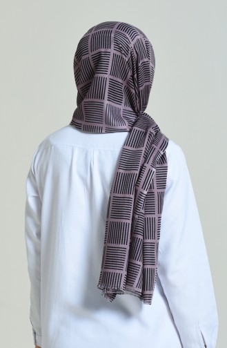 Elmina Patterned Shawl Dark Lilac Black 370-104