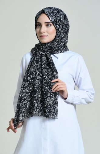 Elmina Patterned Shawl Black White 440-101