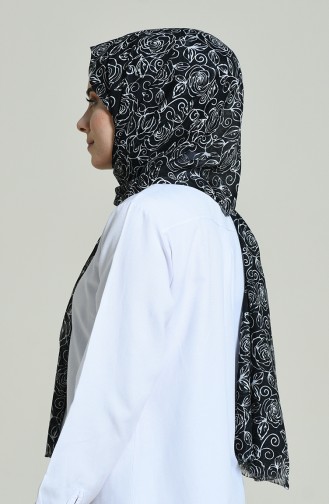 Elmina Patterned Shawl Black White 440-101