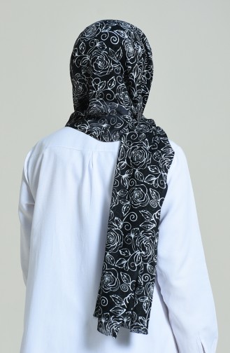 Elmina Patterned Shawl Black White 440-101