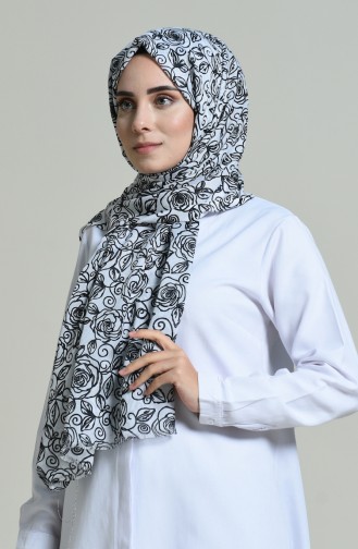 Elmina Patterned Shawl White Black 440-102